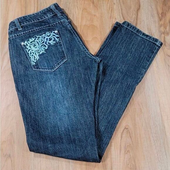 ☔️💜Decoded Blue Jeans w/Rhinestone & Embroidered Back Pockets Size 7/29 - Picture 1 of 12